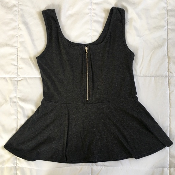 P. Inc Gray Peplum Top - Picture 3 of 4